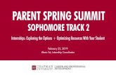 PARENT SPRING SUMMIT SOPHOMORE TRACK 2It's not a matter of if you do an internship. It's a matter of when you'll do an internship. And if you're doing it right, ifs a matter of how