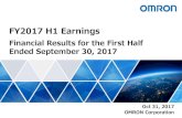 FY2017 H1 Earnings - Omron · 31/10/2017  · H1 Results -year Forecasts IAB Strategy Shareholder Returns Full Sustainability ＋29％ ＋42％ ＋26％ Digital Infra- structure Auto