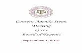 Consent Agenda Items Meeting of the Board of Regents · 9/1/2016  · Approval for Construction for the Joint Library Facility Module 2 Project, The Texas A&M University System RELLIS