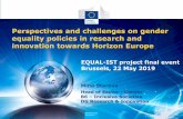 Perspectives and challenges on gender equality policies in ... · action for Gender Equality in R&I ... Pillar 3 Innovative Europe European Innovation Council European innovation