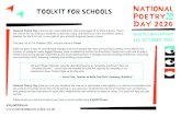TOOLKIT FOR SCHOOLS - National Poetry Day€¦ · different people. • You could have this discussion to start off your planning for National Poetry Day. What kinds of poetry do