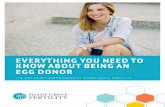 EVERYTHING YOU NEED TO KNOW ABOUT BEING AN EGG DONOR · donated eggs. The Shady Grove Fertility Egg Donation Program is an anonymous program and one of the largest egg donation programs