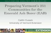 Communities for the Emerald Ash Borer (EAB) · Emerald Ash Borer (EAB) Caitlin Cusack University of Vermont Extension . Clean Air Partnership, 2007 . ... cause the largest economic