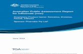 Australian public assessment for Infliximab (rmc) · 2020. 7. 6. · Australian Public Assessment Report for Infliximab (rmc) Proprietary Product Name: Remsima, Emisima, Flixceli,