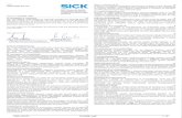 2020-09-27 9124991.pdf 1 / 6 - SICK · used directives and standards Pos Pos.text Short.desc. Document-No. Issued SICK-Id-No. Pos-Exchg. 0100 OJEU L 96 EMC DIRECTIVE 2014/30/EU RL