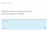 2020 Post-Proxy Season Review and Governance Trends · However, stock buybacks will be viewed harshly, particularly in cases where the workforce has been reduced. This echoes the