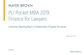 PLI Pocket MBA 2019: Finance for Lawyers...stock, convertible notes, certain types of convertible preferred stock and warrants all may be considered hybrid products 11 “On Balance