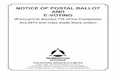 NOTICE OF POSTAL BALLOT AND E-VOTING...E-VOTING (Pursuant to Section 110 of the Companies Act,2013 and rules made there under) \ GOLDSTONE INFRATECH LIMITED Regd. Office: Centre Point