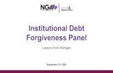 Institutional Debt Forgiveness Panel · Detroit’s Debt- Forgiveness Compact • Launched multi-institutional, regional Debt-Forgiveness Compact in 2019 • Key tenets to which each