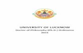 UNIVERSITY OF LUCKNOW · 2015. 7. 24. · PG Programmes of the University of Lucknow. The fee for the Application Form for Ph.D. admissions, prescribed for different categories, would