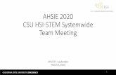 AHSIE 2020 CSU HSI-STEM Systemwide Team Meeting 2020_Team Meeting.pdfCALIFORNIA STATE UNIVERSITY LONG BEACH. Outline. 1. Welcome & Introductions 2. Systemwide Research Findings 3.