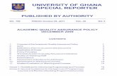 UNIVERSITY OF GHANA SPECIAL REPORTER · university of ghana special reporter published by authority no. 799 friday, october 28 , 2011 vol. 49 no. 5 academic quality assurance policy