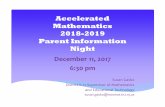 Accelerated Mathematics 2018-2019 Parent Information Night · Parent Information Night December 11, 2017 6:30 pm Susan Gasko ... This class will cover the 7th and 8th grade NJ 2016