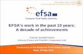 EFSA s work in the past 10 years: A decade of achievements releases/Sofia... · 2014. 11. 2. · EFSA’s work in the past 10 years: A decade of achievements Carola Sondermann Advisory
