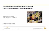 Presentation to Australian Shareholders’ Association€¦ · Presentation to Australian Shareholders’ Association Michael Cameron ... Statutory NPAT 2,572 2,012 +27.8% Goodwill