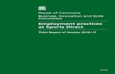House of Commons Business, Innovation and Skills Committee · House of Commons Business, Innovation and Skills Committee Employment practices at Sports Direct Third Report of Session