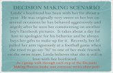 DECISION MAKING SCENARIO · 2018. 9. 10. · buys her gifts to make up for it. Recently, her bf pulled her arm vigorously at a football game when she tried to go say “hi” to one