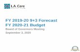 L.A. Care Health Plan - FY 2019-20 9+3 Forecast FY 2020 ... Financial...6 Membership: 2020-21 Projections The projected membership growth between FY 2019-20 9+3 forecast and FY 2020-21