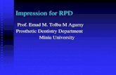 Impression making for RPD4)Impression … · Secondary impression Final impressions for maxillary tooth supported remova1ble partial dentures often may be made in carefully selected
