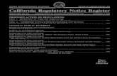 ARNOLD SCHWARZENEGGER, GOVERNOR OFFICE OF … · 2017. 5. 31. · arnold schwarzenegger, governor office of administrative law california regulatory notice register register 2005,
