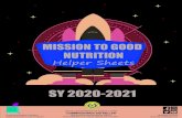 MISSION TO GOOD NUTRITION · 5/1/2020  · MISSION TO GOOD . NUTRITION. Helper Sheets. Texas Department of Agriculture | Food and Nutrition Division ... ° ≤ 35% of weight from