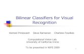 Bilinear Classifiers for Visual Recognitionhpirsiav/papers/Bilinear_nips... · 2013. 5. 9. · Ride−Horse Run−Side Skate−Front Swing−Bench ... decent iteration 2 Coordinate