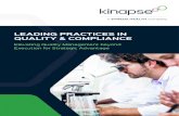 LEADING PRACTICES IN QUALITY & COMPLIANCE · Leading Practices in Quality & Compliance. INSIGHTS ON LEADING PRACTICES IN QUALITY & COMPLIANCE. In many pharmaceutical companies, there