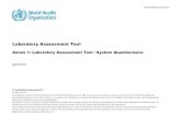 Laboratory Assessment Tool · 1.21 Laboratory service quality assurance framework? 1.22 Laboratory workforce? 1.23 Laboratory equipement and reagent procurement and supplying systems?