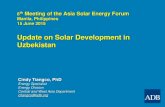 Update on Solar Development in Uzbekistan · 2015. 6. 25. · Update on Solar Development in Uzbekistan Cindy Tiangco, PhD Energy Specialist ... on all maps in this presentation do