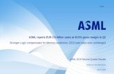 ASML reports EUR 2.6 billion sales at 43.0% gross margin in Q2€¦ · 17/07/2019  · ASML 2019 Second-Quarter Results Veldhoven, the Netherlands July 17, 2019 Public ASML reports