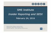 Slides: Insider Reporting and SEDI · Material insider reporting deficiencies were found in approximately 15% of reporting insiders reviewed resulting in approximately 200 reporting