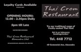 Thai Crom Takeaway Menu (Alexandra) · Alexandra Ltd 49 Centennial Ave, Alexandra. Tel. 448 7712 Thai Crom Restaurant Try our traditional range of freshly cooked Thai food Eat in