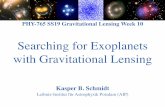Searching for Exoplanets with Gravitational Lensing · K. B. Schmidt, kbschmidt@aip.de PHY-765 GL Week 10: June 11, 2019 • Want to generalize the concept of microlensing -which
