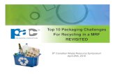 Top 10 Packaging Challenges For Recycling in a MRF ......10 Top 15 Packaging Challenges in a MRF 2. Compostable Plastic (mainly PLA) • Not accepted curbside but similar to clear