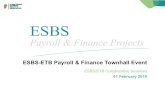 ESBS - Education and Training Boards Ireland … · ESBS Project Finance for ETBs • An RFT for a new Financial Management System (FMS) for ETBs was published 21 December 2018 •