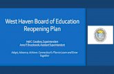 West Haven Schools Reopening plan 2020...Robert Guthrie Anne Heffernan James Morrissey Rosemary Russo Andrea Talamelli. Reopening Committee Members x o, n x onn u i Co -s x one eg