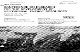RESEARCH FOR THE DEVELOPMENT OF GEOTHERMAL ENERGY … · GEOTHERMAL ENERGY RESOURCES September 23 - 25, 1974 Pas aden a, California Organized by Jet Propulsion Laboratory / Cblifornia