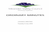 ORDINARY MINUTES - meander.tas.gov.au€¦ · c) Increases street cleaning operations during the autumn period to minimise leaf litter in the road reserve . Cr Nott moved and Cr Bower