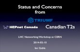 Status and Concerns from - Canadahepnetcanada.ca/talks/Canada-TRIUMF-and-T2s.pdf · 2015. 1. 29. · by BCNET, CANARIE and Cybera. "13 OpenFlow Controller UVic Computing Centre Victoria