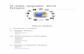 €¦  · Web viewAP Human Geography: World Religions Guide. Table of Contents: I. Introduction to Religion. II. Abrahamic Religions. Judaism. Christianity. Islam. III. Eastern ...