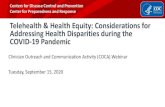 Telehealth & Health Equity: Considerations for Addressing ...€¦ · health disparities and inequities with a holistic, all-of-response approach Time Period of Strategy: Present