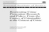 Reorienting Crime Prevention Research and Policy: From the ... · At the core of situational prevention is the concept of opportunity (Clarke, 1995b; Cornish, 1993). In contrast to