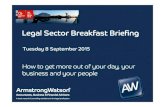 How to get more out of your day, your business and your people · LLLLegal egal egal SSSSector ector ector BBBBreakfast Briefingreakfast Briefing Welcome Douglas Russell Partner Armstrong