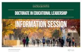Doctorate in Educational Leadership Information Session · 8/23/2020  · Doctorate. Highest Honor Represents top 10% of the graduating class Designation on the graduate’s official