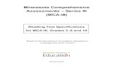 Minnesota Comprehensive Assessments Series III (MCA-III) · In October 2016 a test specifications committee for the Reading MCA was reconvened to review the test specifications for