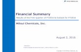 Financial Summary - Results of the First Quarter of FY2016 ...Results of the First Quarter of FY2016 (April 1, 2016 – June 30, 2016) 1) Review on 1st Quarter of FY2016 (Business