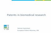 Patents in biomedical research - Universiteit Hasselt · 2015. 4. 24. · ZEuropean patents shall be granted for any inventions, in all fields of technology, ... •Aesthetic creations