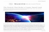 The Particle That Broke a Cosmic Speed Limit · 2015/5/14  · On the night of October 15, 1991, the “Oh-My-God” particle streaked across the Utah sky. A cosmic ray from space,