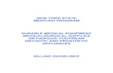 NEW YORK STATE MEDICAID PROGRAM DURABLE MEDICAL EQUIPMENT ... · durable medical equipment medical/surgical supplies orthopedic footwear orthotic and prosthetic appliances billing