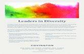 Leaders in Diversity · Covington lawyers bring a diversity of backgrounds, perspectives, and life experiences to our practice. By recruiting, developing, and promoting a diverse